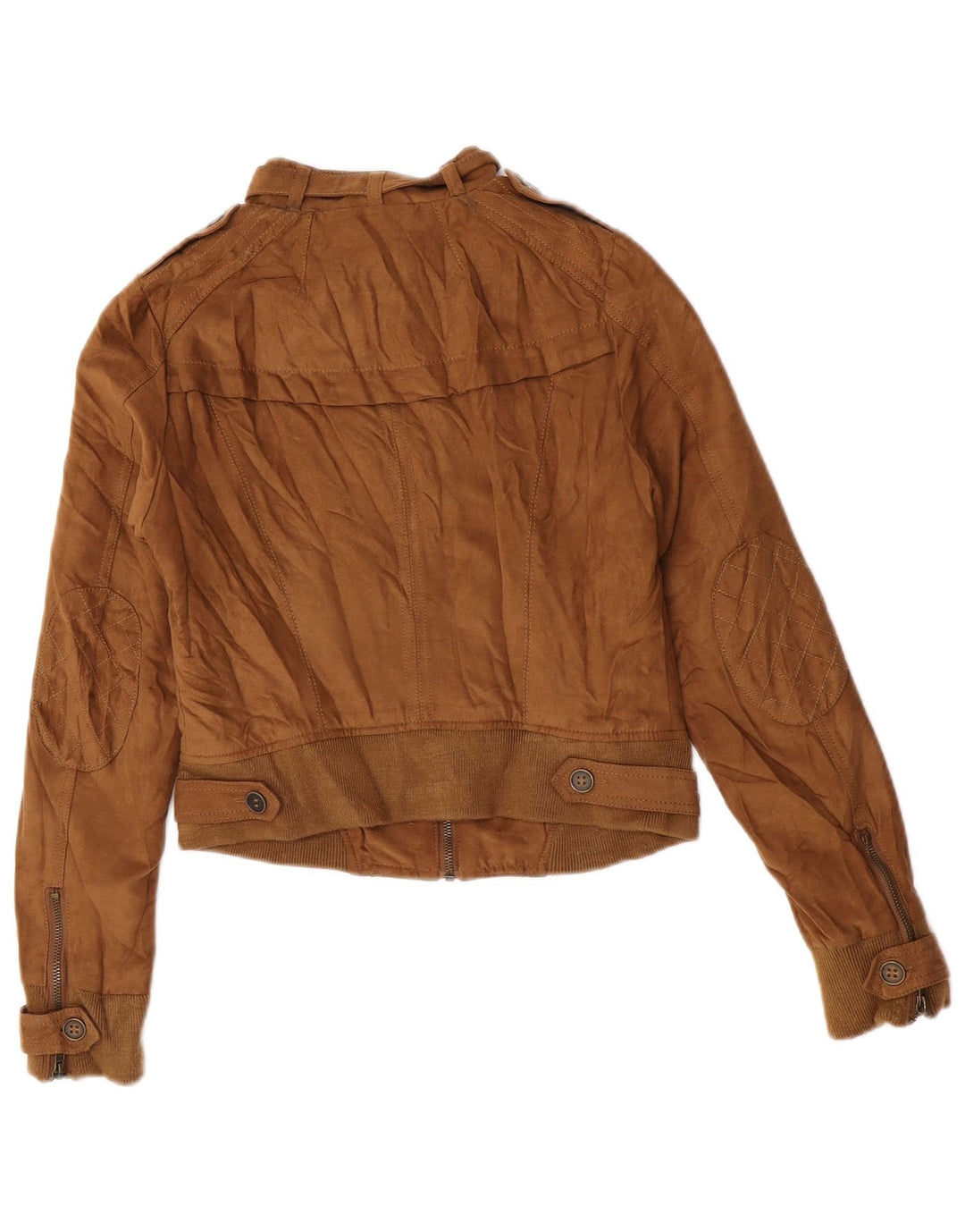 Zara Womens Crop Military Bomber Jacket UK 10 Small Beige Polyester