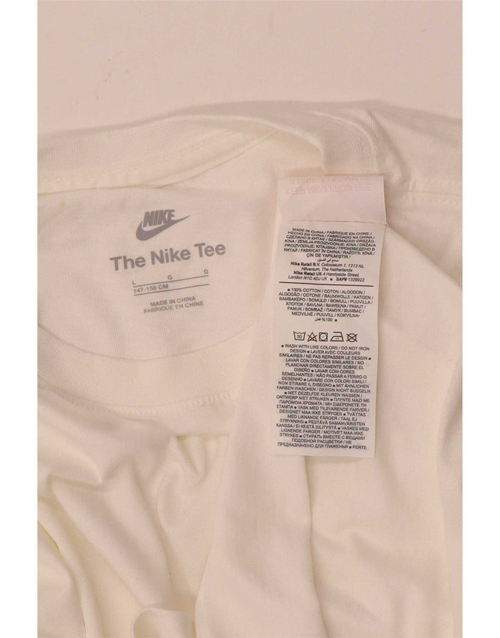 Nike Boys Top Long Sleeve 12-13 Years Large White Cotton
