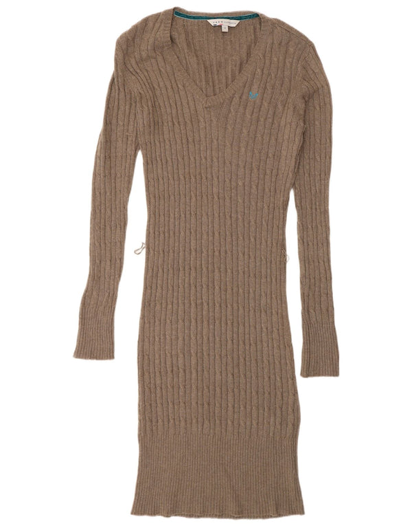 Crew Clothing Langarm-Pulloverkleid für Damen, UK 10, Größe S, Braun, Baumwolle
