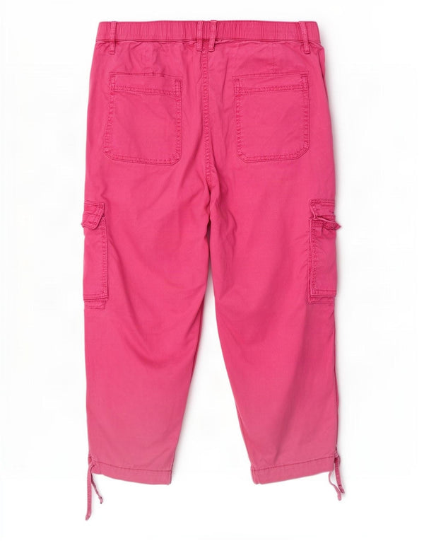 Marks & Spencer Womens Cargo Capri Trousers UK 12 Medium W30 L22 Pink