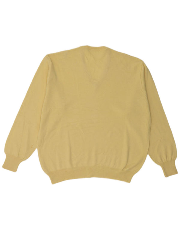 Vintage Mens V-Neck Jumper Sweater Large Yellow
