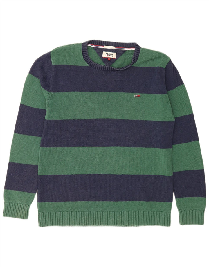 Tommy Hilfiger Mens Crew Neck Jumper Sweater Medium Green Striped