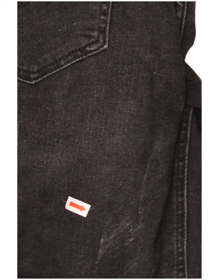 JACK & JONES Mens Regular Distressed Denim Shorts W30 Medium Black Cotton