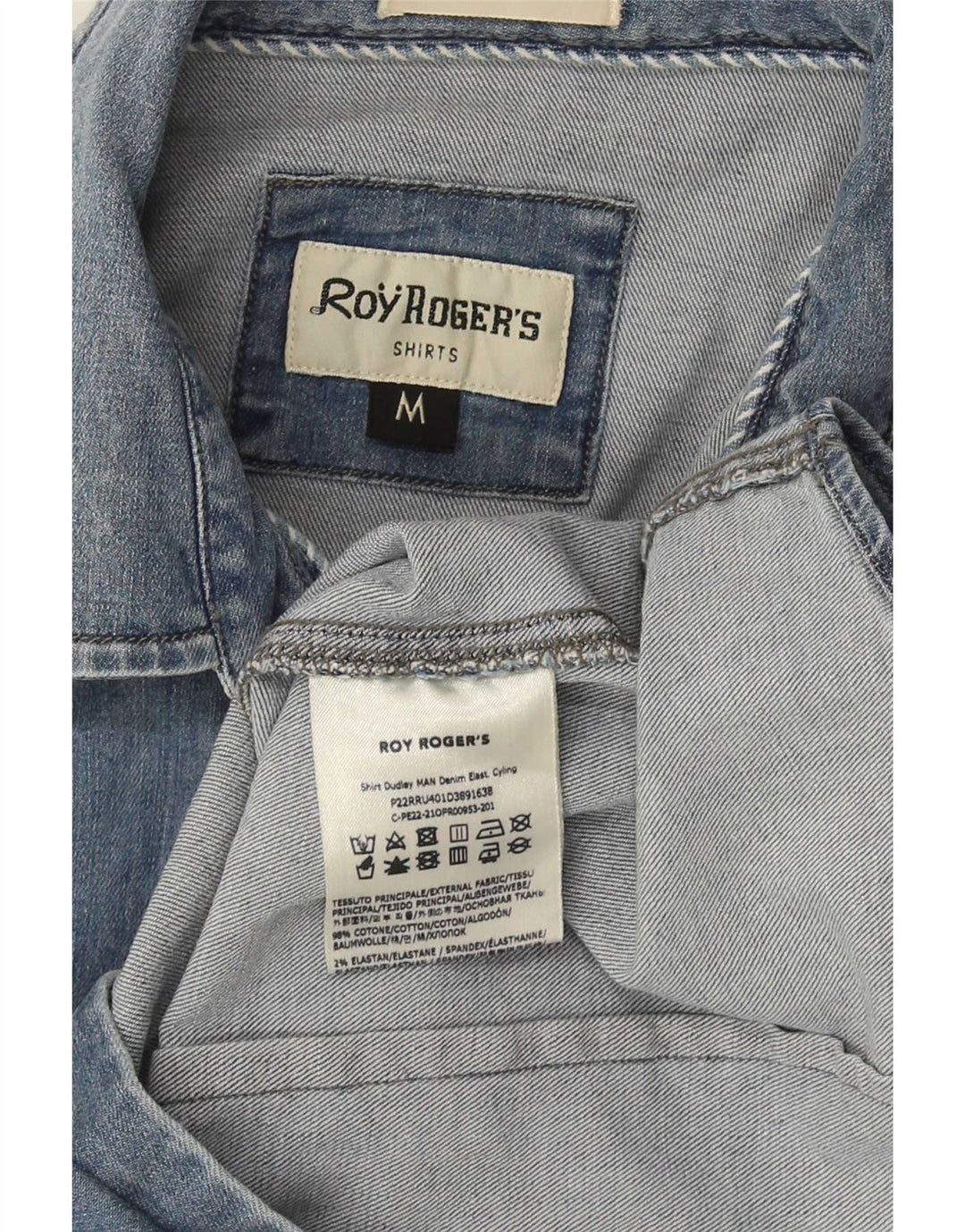 Camisa jeans masculina Roy Rogers algodão azul médio