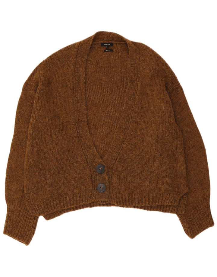 Massimo Dutti Womens Crop Oversized Cardigan Sweater UK 16 Large Brown