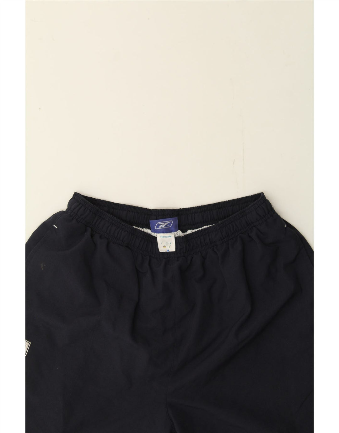 REEBOK Mens Graphic Sport Shorts Medium  Navy Blue Polyester Vintage Reebok and Second-Hand Reebok from Messina Hembry 
