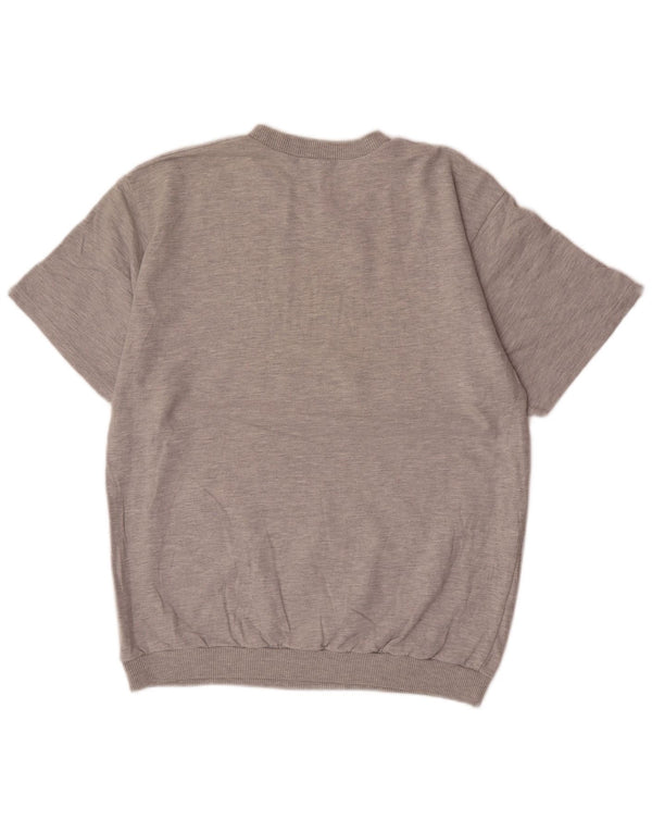 Trigema Mens Short Sleeve Graphic Sweatshirt Jumper Large Grey Cotton