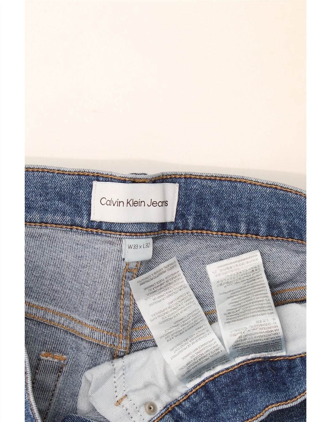 Calvin Klein Mens Slim Jeans W33 L32 Blue Cotton