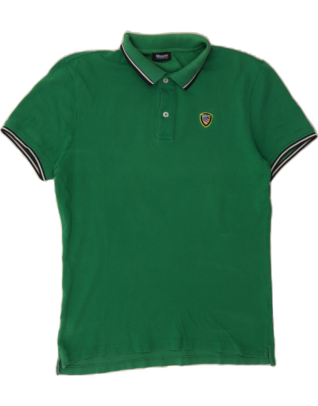 BLAUER Mens Polo Shirt Medium Green Cotton Vintage Blauer and Second-Hand Blauer from Messina Hembry 