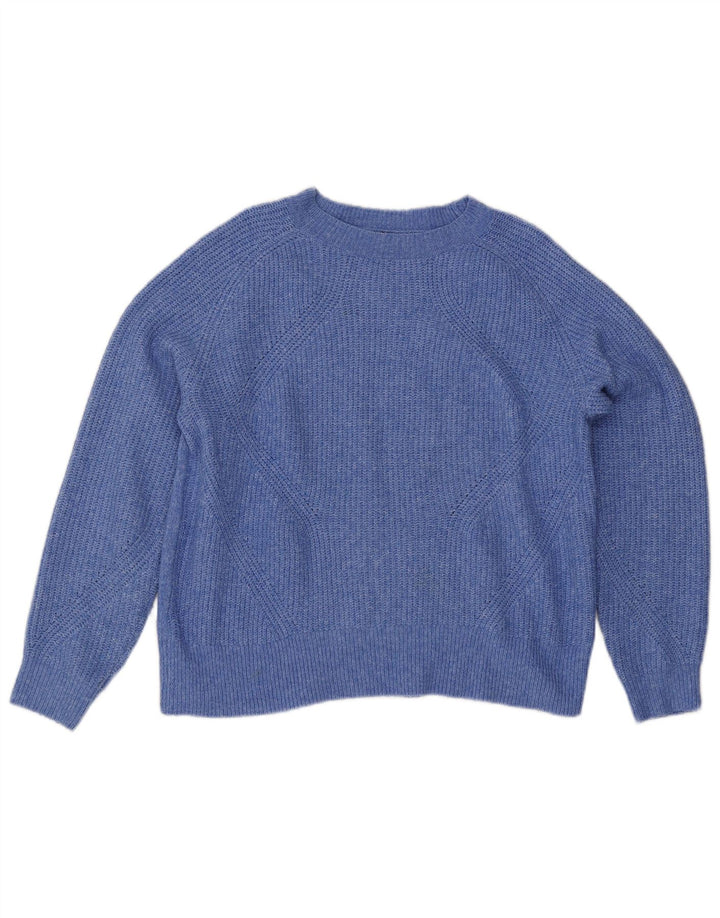 Marks & Spencer Womens Oversized Crew Neck Jumper Sweater UK 14 Medium Blue