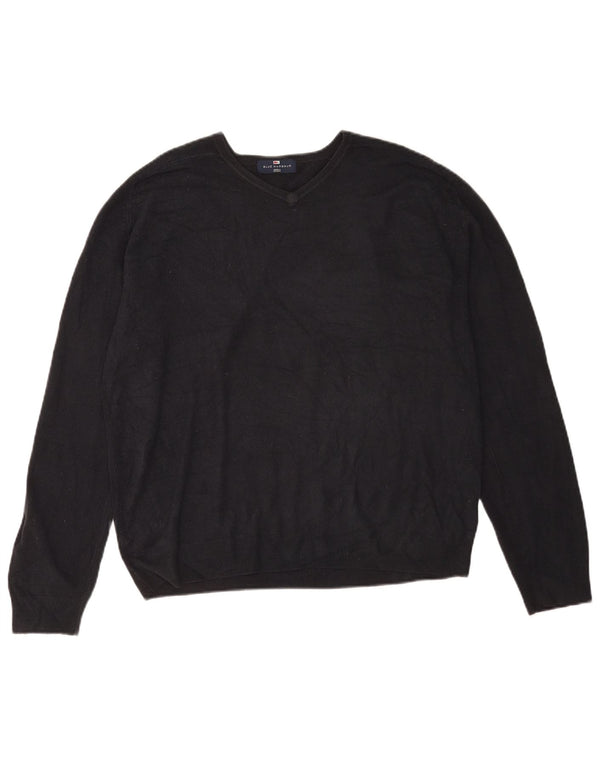 Marks & Spencer Mens Blue Harbour V-Neck Jumper Sweater Large Navy Acrylic
