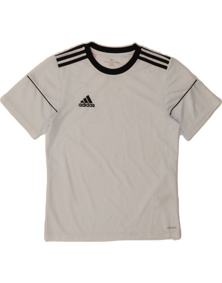 ADIDAS Boys Climalite T-Shirt Top 13-14 Years White Polyester Vintage Adidas and Second-Hand Adidas from Messina Hembry 
