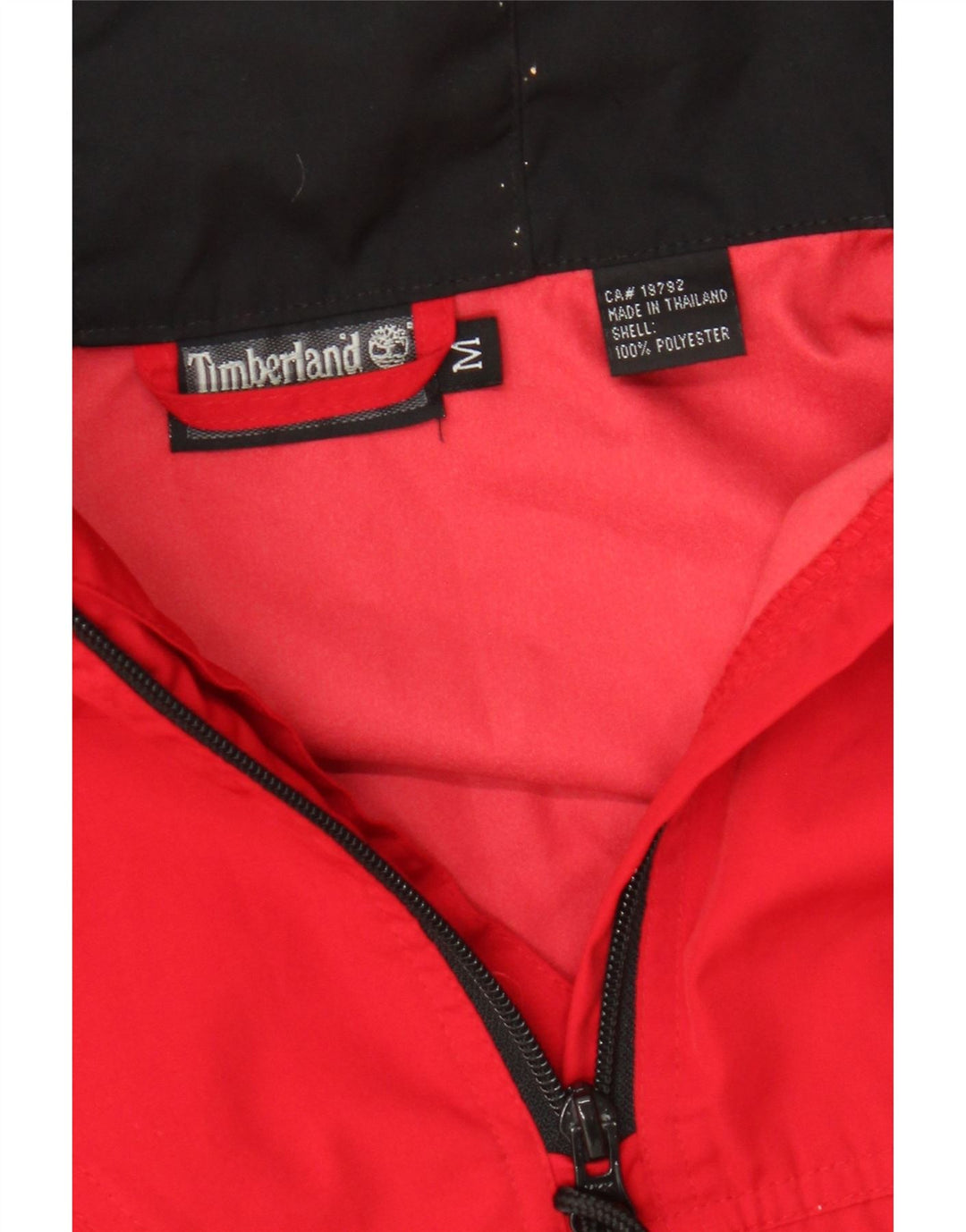 Timberland Mens Hooded Graphic Anorak Jacket UK 38 Medium Red Polyester