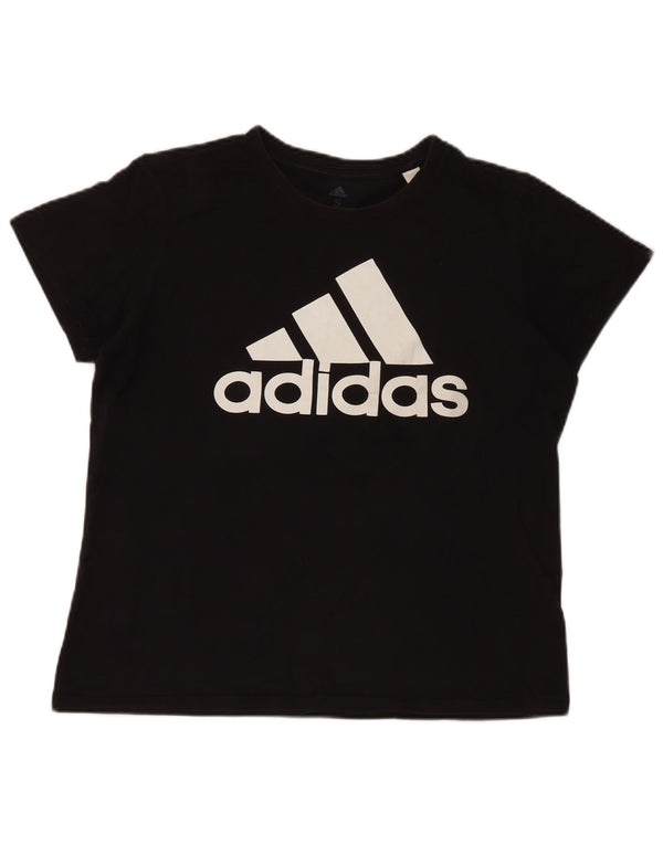 Adidas Damen Grafik T-Shirt Top UK 8/10 Small Schwarz Baumwolle