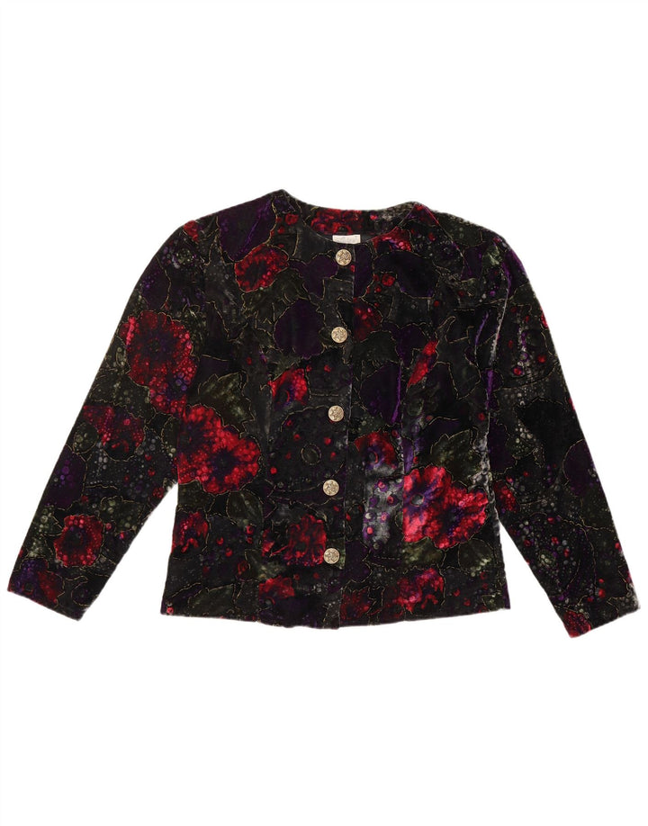 VINTAGE Womens 5 Button Blazer Jacket UK 16 Large Multicoloured Floral
