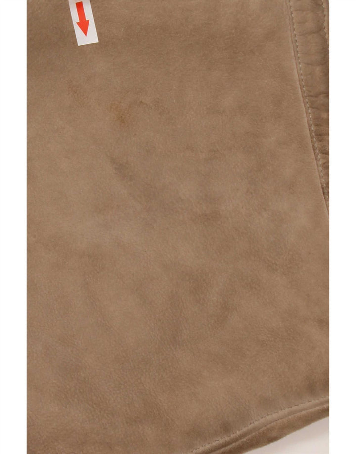 Vintage Damen Shearling-Mantel mit 3/4-Ärmeln, UK 14, Mittelbeige