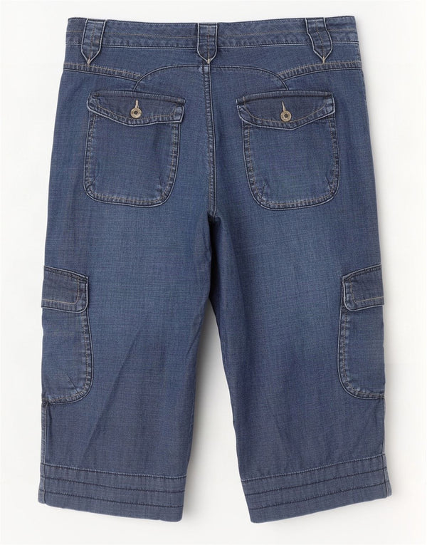 Monsoon Shorts cargo feminino jeans UK 14 médio W34 L20 algodão azul