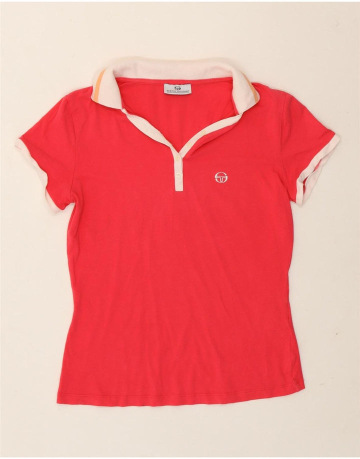 Sergio Tacchini Womens Polo Shirt IT 44 Medium Pink Cotton