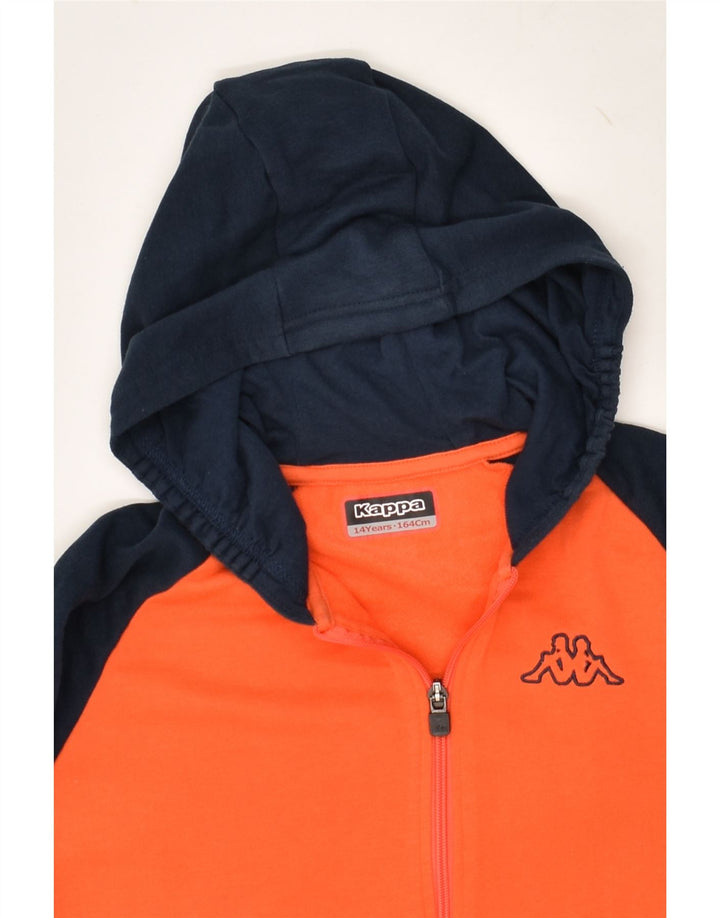 KAPPA Boys Zip Hoodie Sweater 13-14 Years  Orange Colourblock Cotton | Vintage Kappa | Thrift | Second-Hand Kappa | Used Clothing | Messina Hembry 