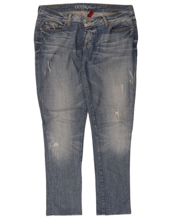 Guess Женские потертые узкие джинсы W31 L29 Синие хлопковые