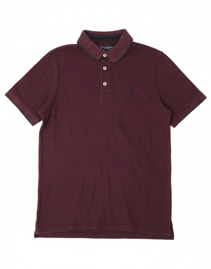 JACK & JONES Mens Polo Shirt Large Burgundy