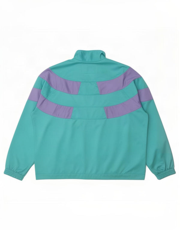 Diadora Damen-Trainingsanzug-Top-Jacke IT 46 Large Türkis Farbblock