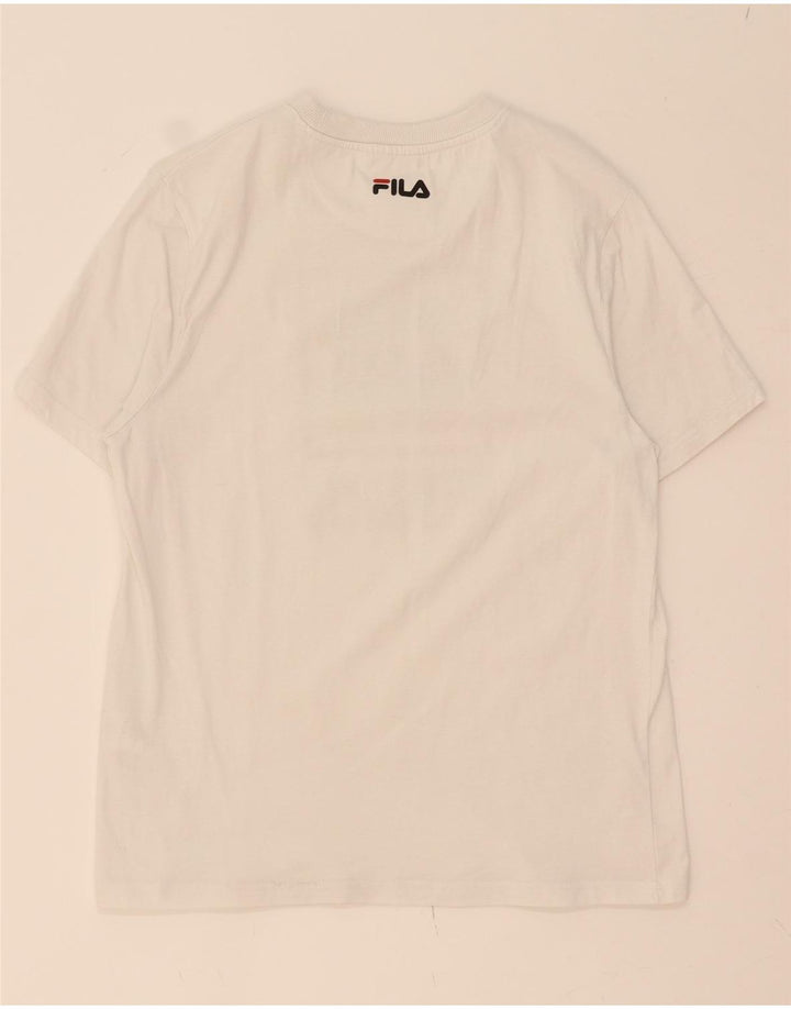 FILA Mens Graphic T-Shirt Top Small White Cotton Vintage Fila and Second-Hand Fila from Messina Hembry 