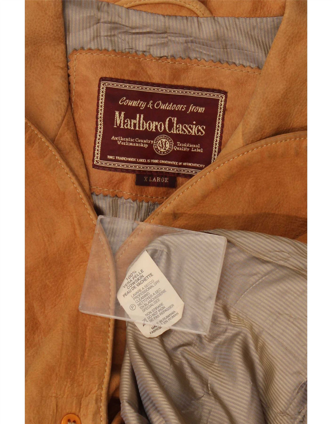 Marlboro Classics Herren-Blazer aus Wildleder mit 3 Knöpfen, UK 42, XL, beiges Leder