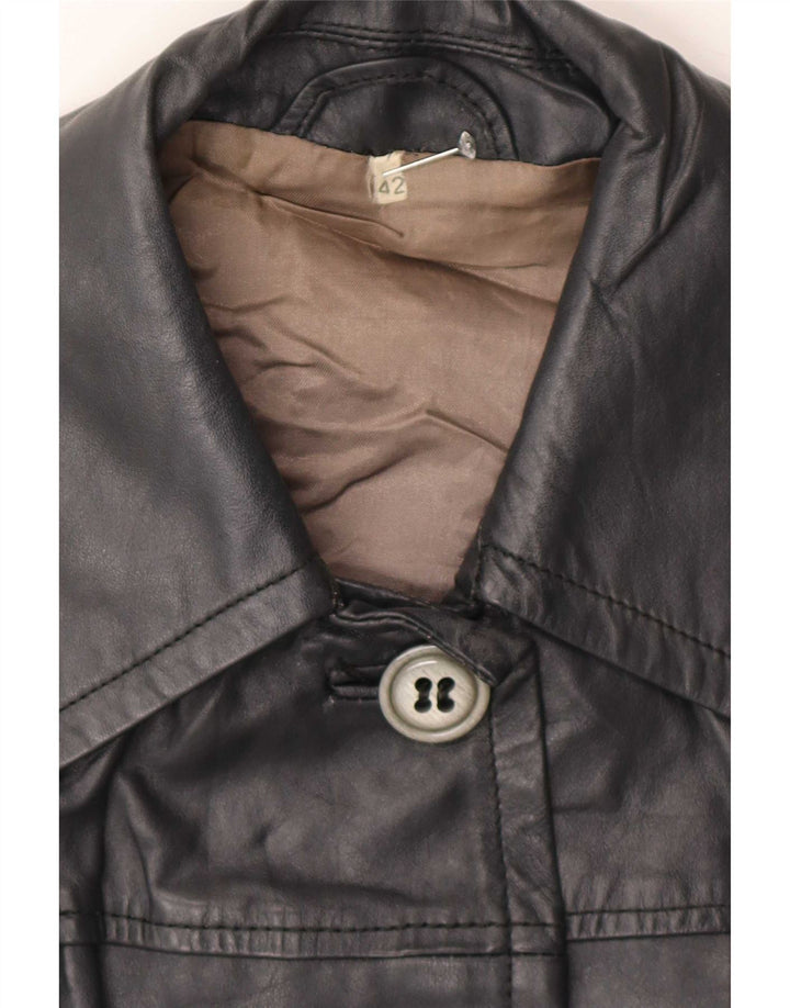 Abrigo de cuero vintage para mujer IT 42 Medium Black
