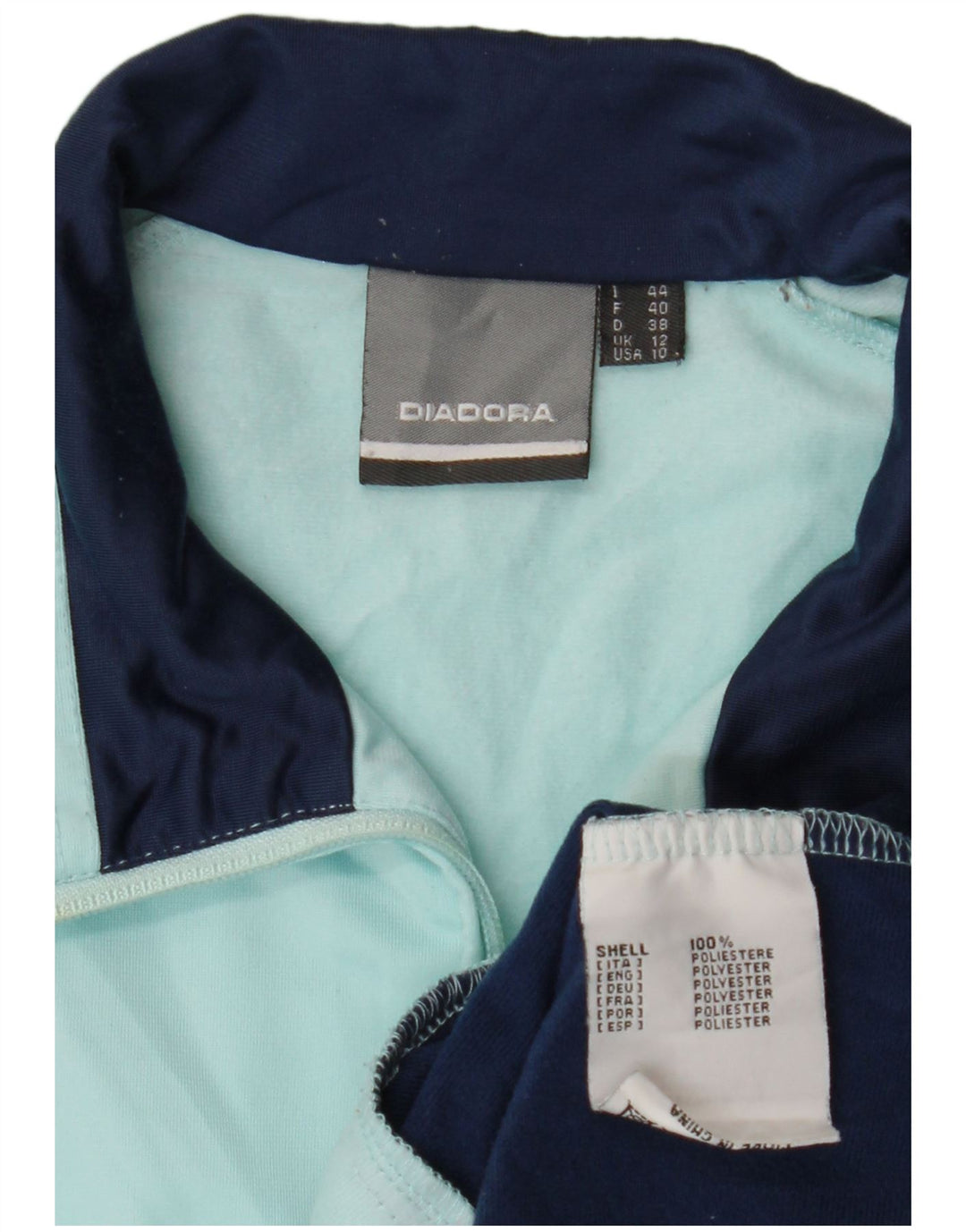 DIADORA Womens Tracksuit Top Jacket UK 12 Medium  Blue Colourblock
