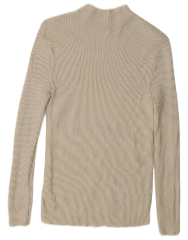 Marks & Spencer Womens Turtle Neck Jumper Sweater UK 12 Medium Beige Wool