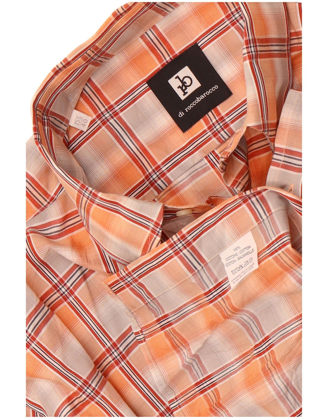 Roccobarocco Herreskjorte Str. 15 3/4 40 Medium Orange Ternet Bomuld
