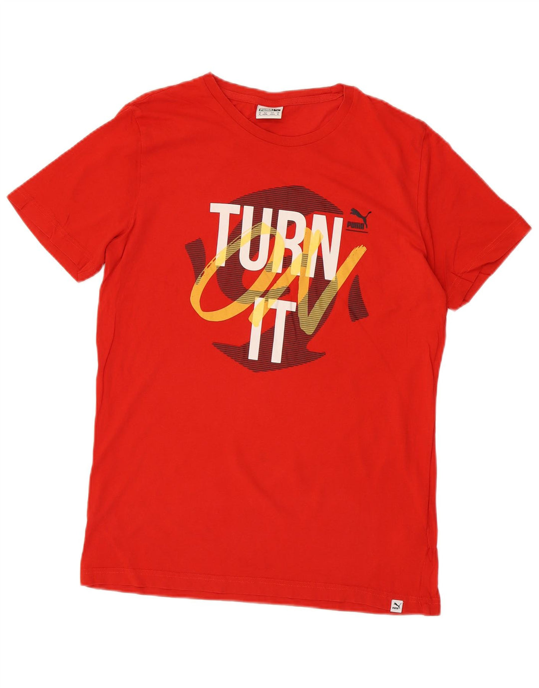 PUMA Mens Graphic T-Shirt Top Medium Red Cotton