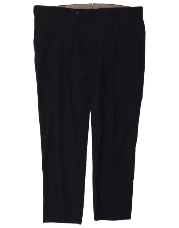 Pantaloni da abito slim vintage da uomo W40 L30 blu navy