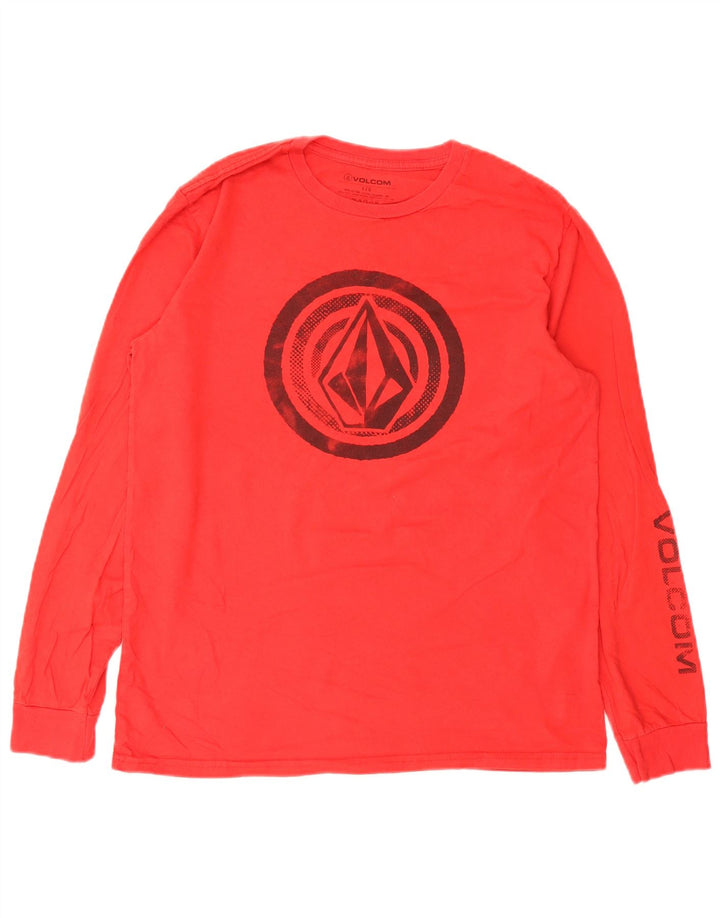 Volcom Mens Graphic T-Shirt Long Sleeve Large Red Cotton