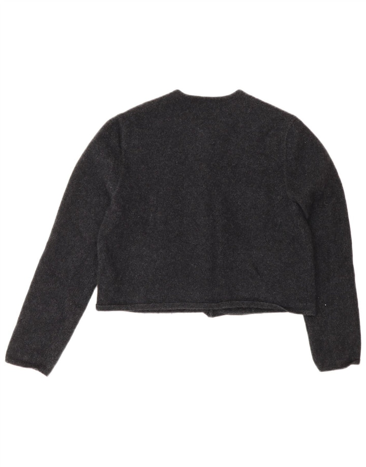 Massimo Dutti Womens Crop Cardigan Sweater UK 12 Medium Grey Wool