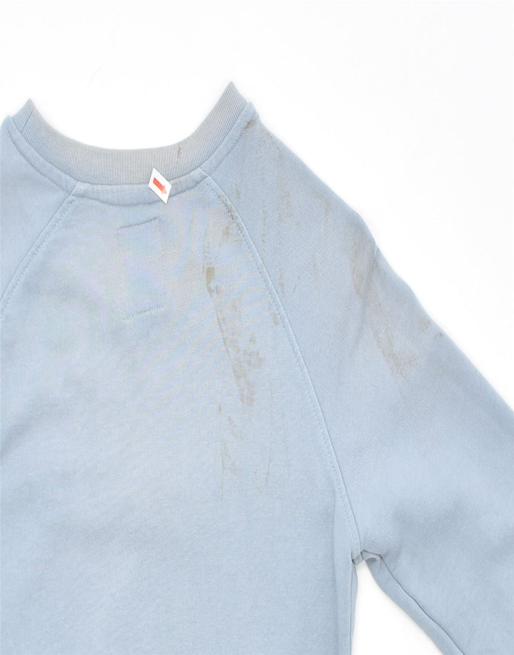 CREW Womens Graphic Sweatshirt Jumper UK 8 Small Blue Cotton | Vintage | Thrift | Second-Hand | Used Clothing | Messina Hembry 