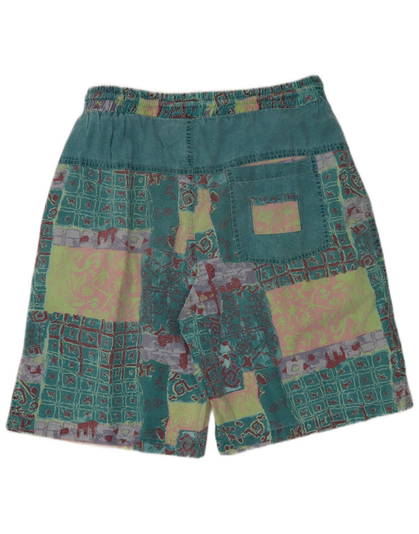 Pantaloncini casual grafici da uomo vintage XL W32 cotone patchwork verde
