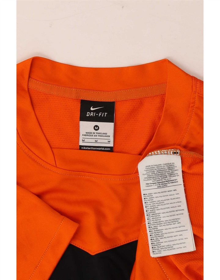 Nike Mens T-Shirt Top Medium Orange Colourblock Polyester