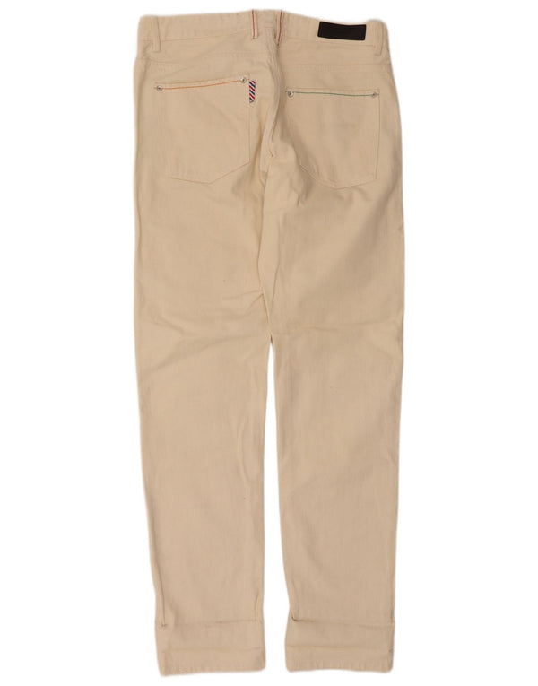 Benetton Womens Straight Casual Trousers W32 L32 Beige Cotton