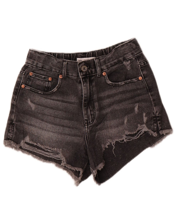 Pantaloncini di jeans invecchiati Zara per ragazze 11-12 anni W26 Grigi