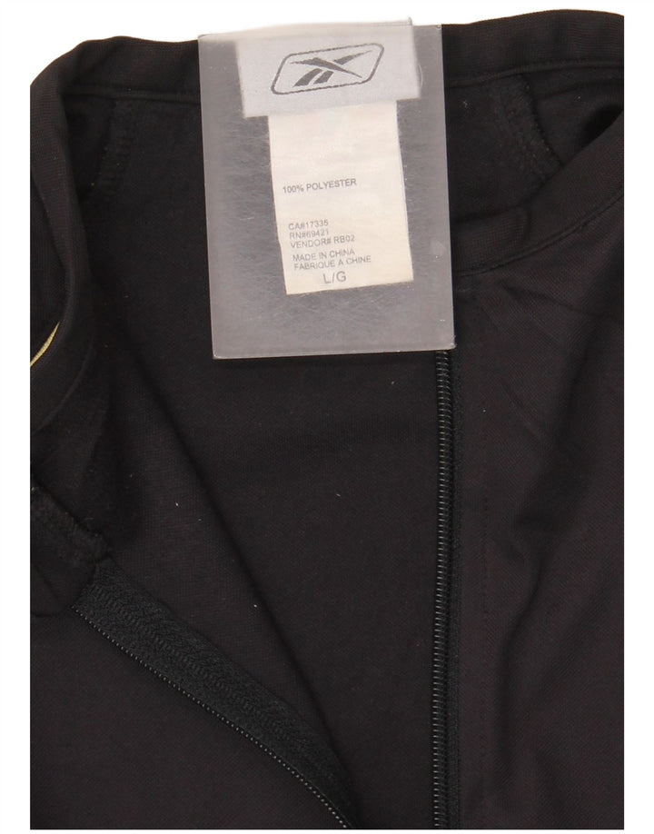 Reebok Mens Zip Neck Pullover Tracksuit Top Large Black Polyester