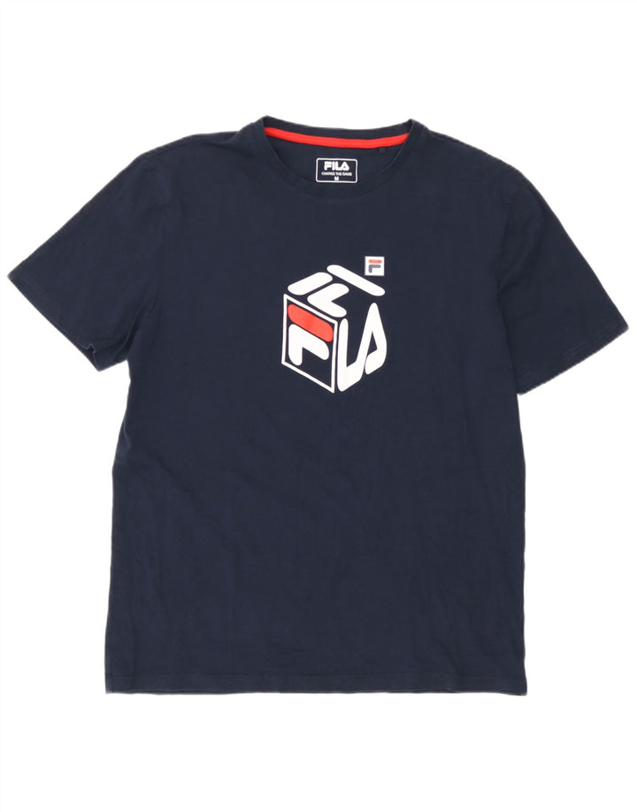 Fila Mens Graphic T-Shirt Top Medium Navy Blue