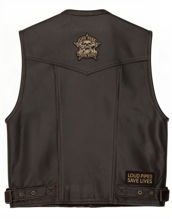 Vintage Ανδρικό Δερμάτινο Gilet UK 40 Large Μαύρο
