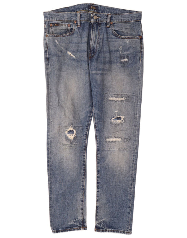 Polo Ralph Lauren Mens Distressed Skinny Jeans W34 L32 Blue Cotton