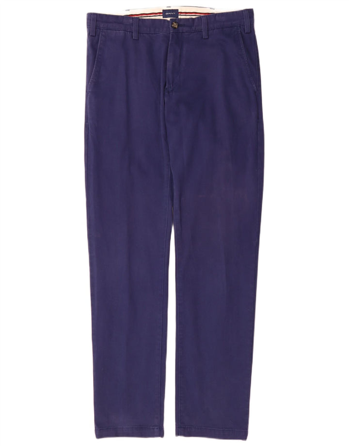 Gant Mens Regular Chino Trousers W32 L34 Blue Cotton