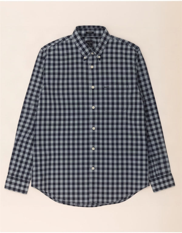 Abercrombie & Fitch Herre Relaxed Fit Skjorte Large Blue Gingham Cotton