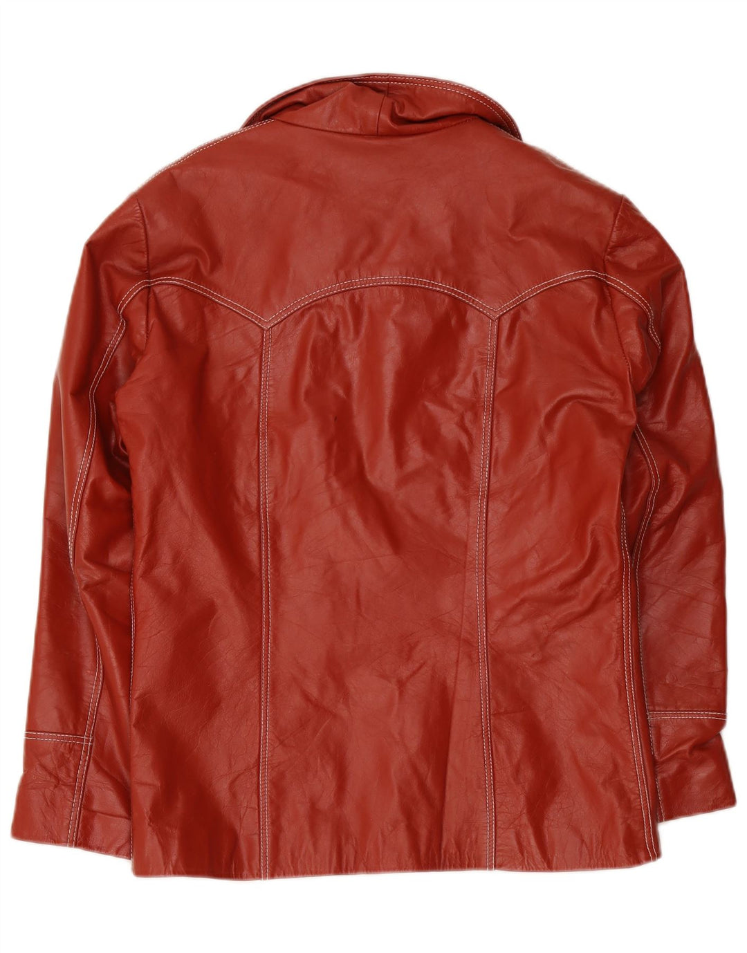 Jaqueta de couro feminina vintage UK 38 vermelho médio