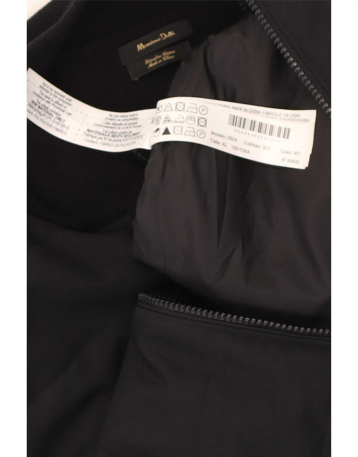Massimo Dutti Herre Bomber Jacket UK 42 XL Sort Bomuld