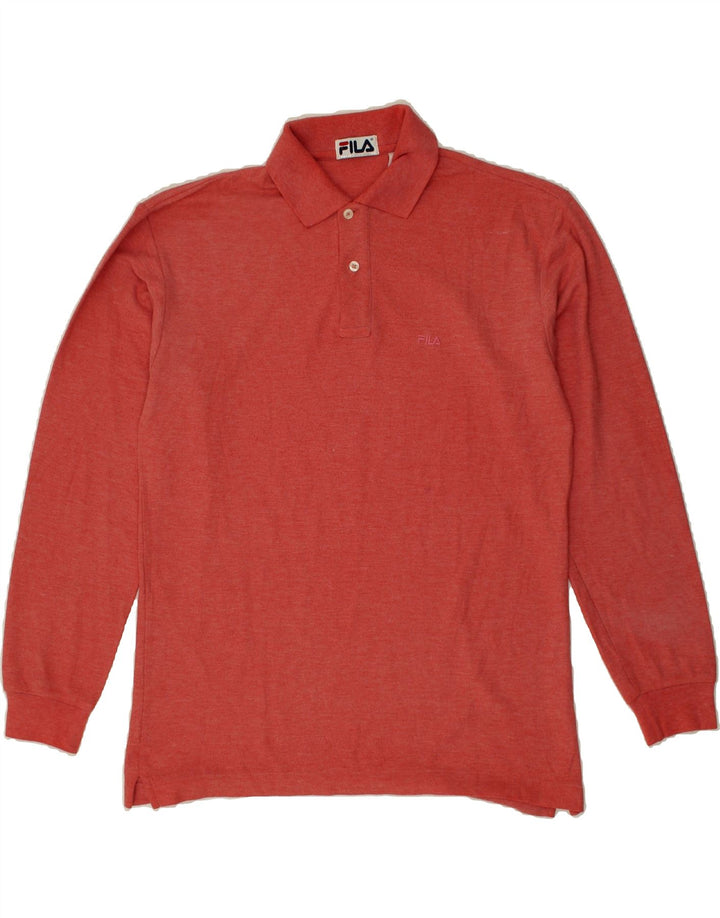 FILA Mens Long Sleeve Polo Shirt IT 48 Medium Red Cotton Vintage Fila and Second-Hand Fila from Messina Hembry 